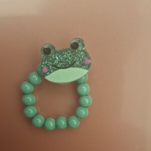 Green Frog Beaded Kids Ring